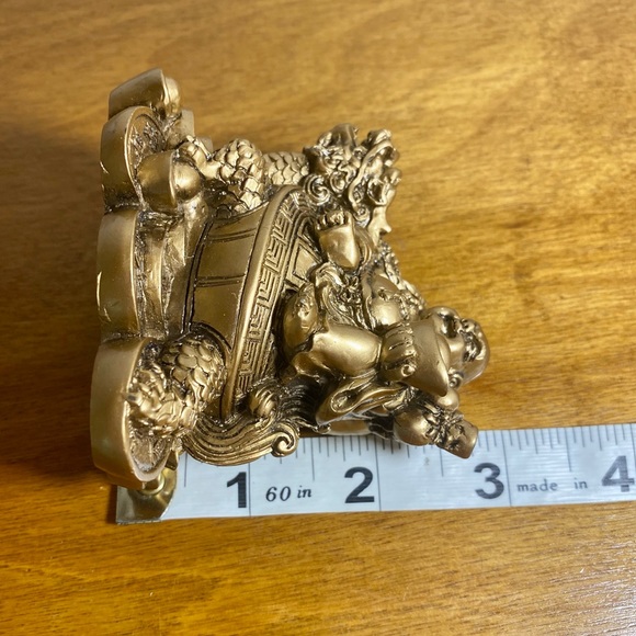 Laughing Buddha Sitting on Dragon Tortoise Resin Statue - Picture 11 of 11